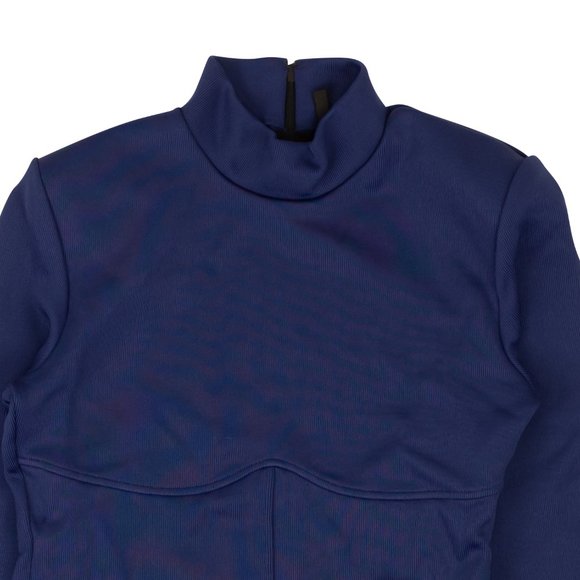 UNRAVEL PROJECT Blue Busti Rib Spall Mock Neck Zip Top Size XL $490 - Picture 4 of 4